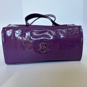 JOY MANGANO Purple Croc Roll Up‎ Travel Makeup Cosmetic Brush Organizer